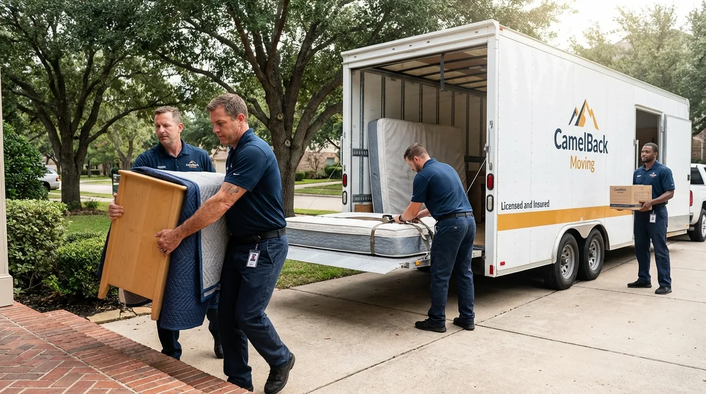 Crew loading residential truck for cross-state move from Beavercreek, OR