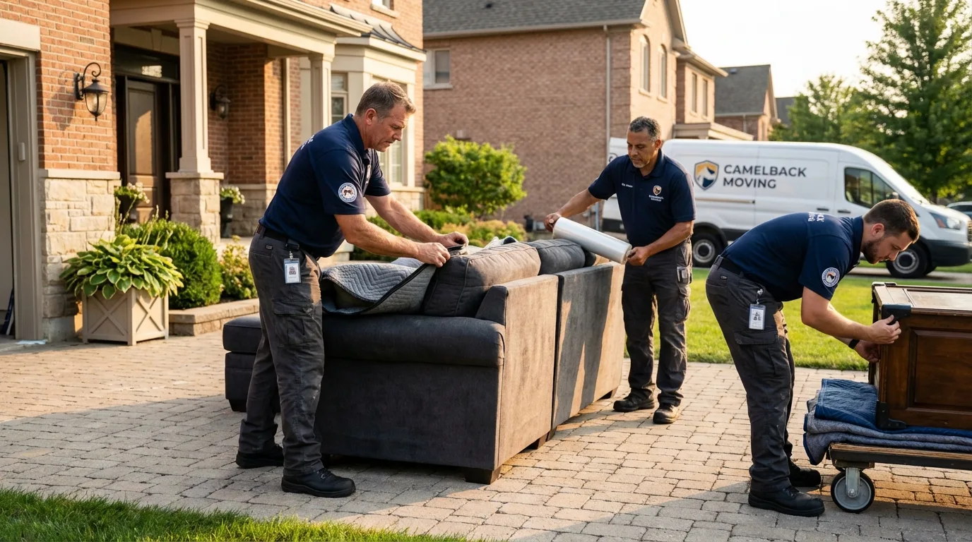 Large estate moving crew wrapping furniture in Beavercreek, OR